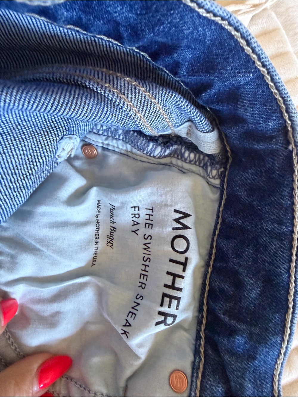 Mother Superior Swisher Sneak Fray *NWT* Hemmed - Color “Punch Buggy” - Picture 9 of 12